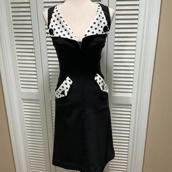 Tatyana Adrift Bettie Page S Wiggle Dress 50s Polka Dot Pinup Girl Rockabilly - Picture 11 of 14